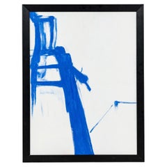 "Abstract Expressionism Painting, Blue and White, 20th Century, USA"