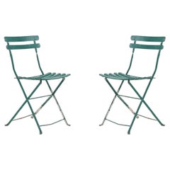 19th Century French Iron Folding Side Chairs, Biedermeier Style