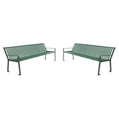 20th Century Biedermeier Style Green Painted Metal Benches