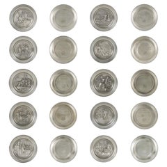 Set of 10 American Federal Pewter Bicentennial Plates, Mid-Century