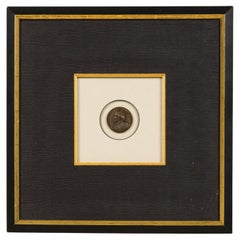 Set of 3 French Empire Gold Coins, Framed, 19th Century, Antique