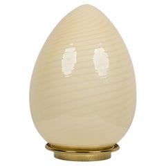Mid-Century Murano Glass Egg Lamp with Brass Base and Golden Spiral