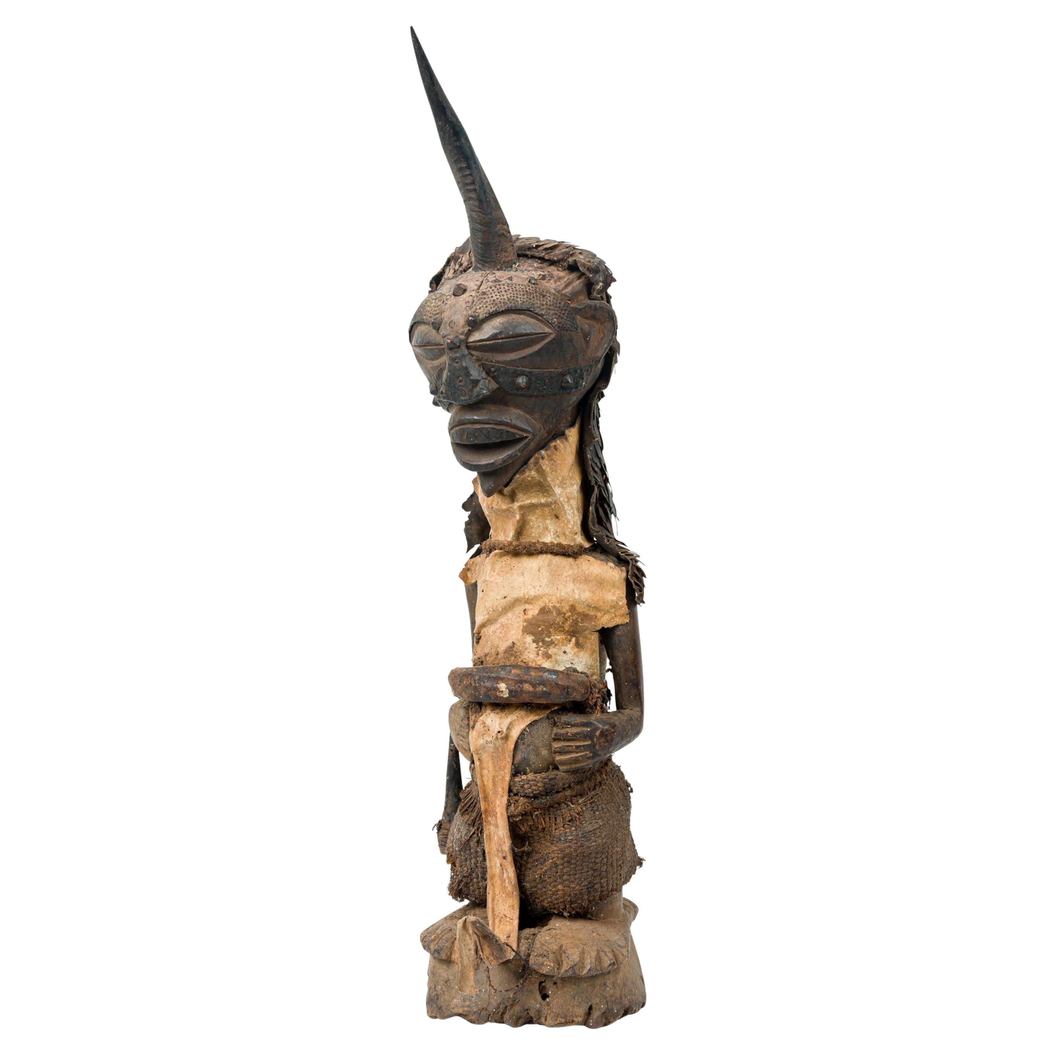 African Congo Songye Carved Wood Fetish Figure, 20th Century Art