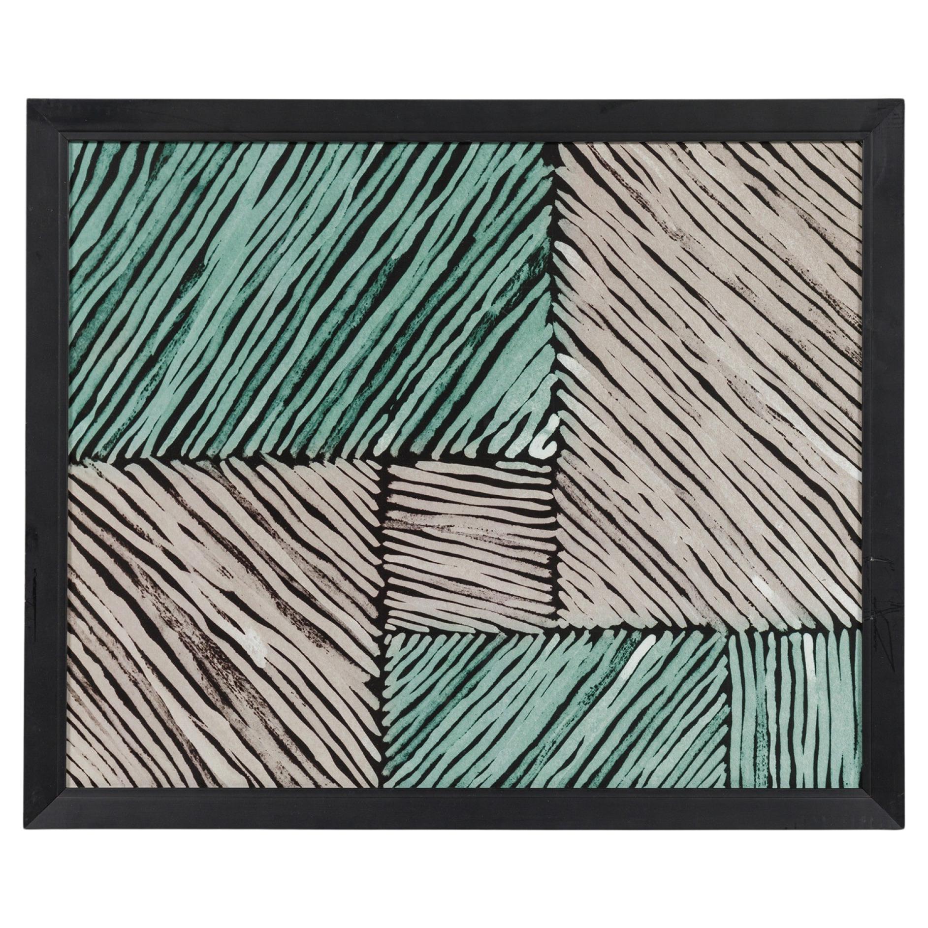 Framed Mid-Century Modern Geometric Color Block Print, USA, 20th C. For Sale