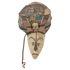 African Gabon Fang Mask with Monkey Skull, Tribal Art, 1990s