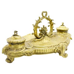 French Victorian Bronze Inkwell