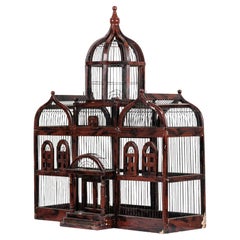 19th Century English Victorian Metal and Wood Birdcage, Three Sections