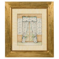 Lot de 4 reproductions d'aquarelles encadrées représentant des rideaux anglais contemporains