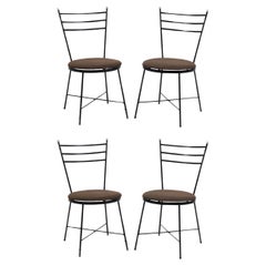 Set of 4 Mid-Century Modern Cast Iron Dining Chairs, 1950s Style