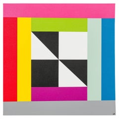 Moderne Acrylmalerei „Gees Composition“, signiert, 20. Jahrhundert