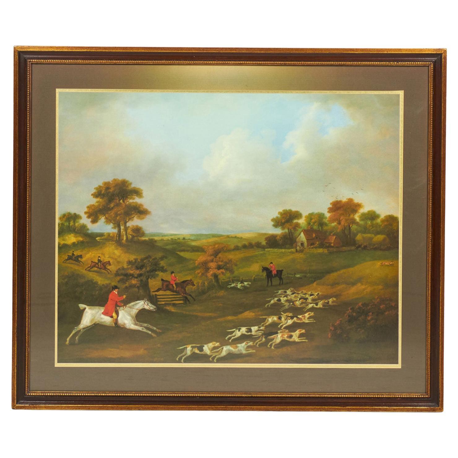 Framed Victorian Print of Hunters on Horseback, 19th Century, UK