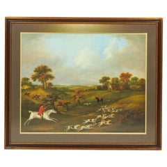 Framed Victorian Print of Hunters on Horseback, 19th Century, UK