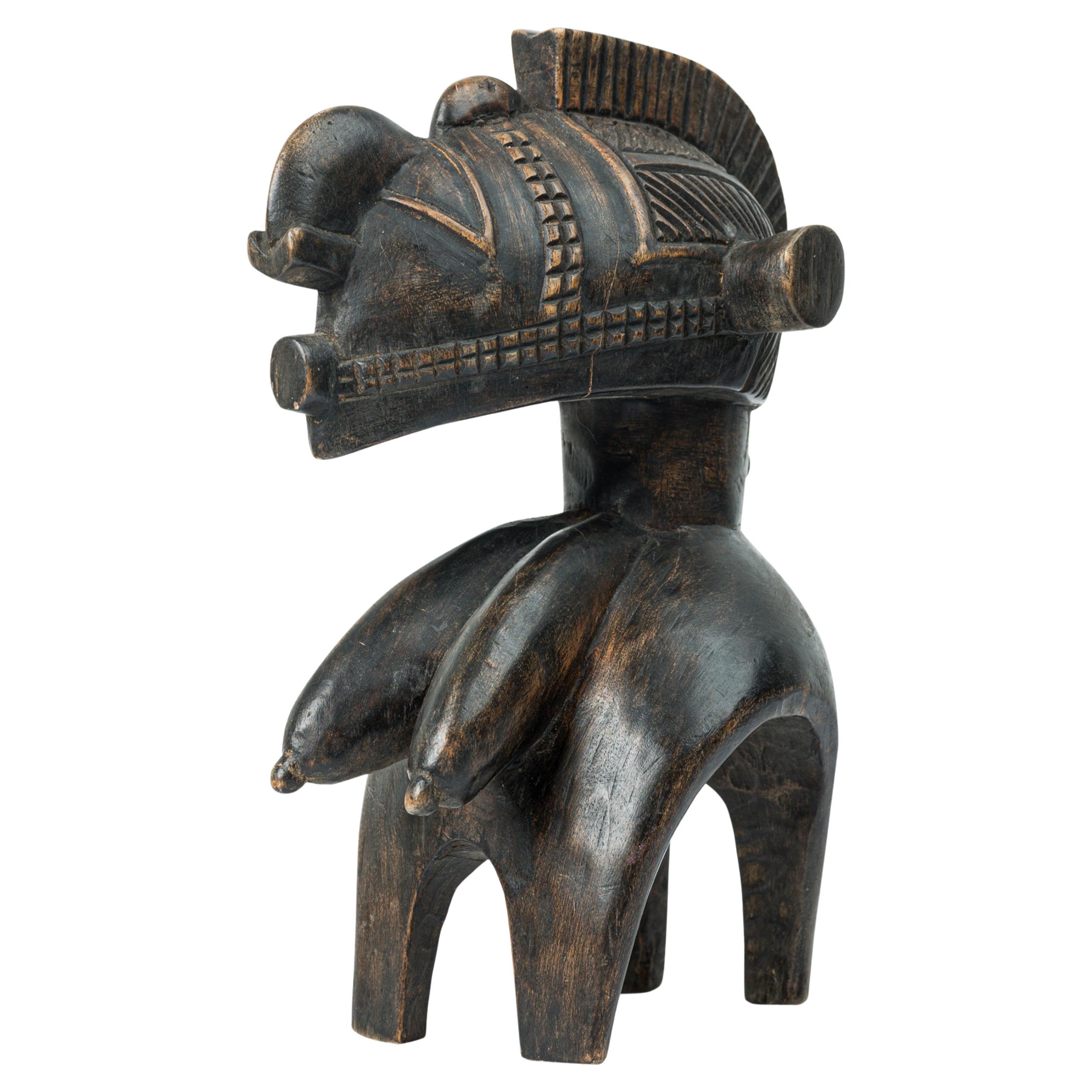African Baga 'Nimba' Helmet Mask, Carved Elm Tribal Art, 20th Century