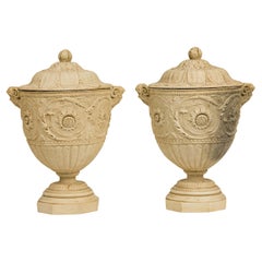 19th Century Italian Neo-Classic Coade Stone Urns in Piranesi Style