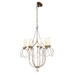 Niermann Weeks Italian Rococo Chandelier with Gilt Beads, Mid-Century