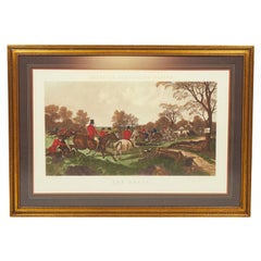 Framed Victorian Lithograph Print of Fox Hunt, 19th Century, UK