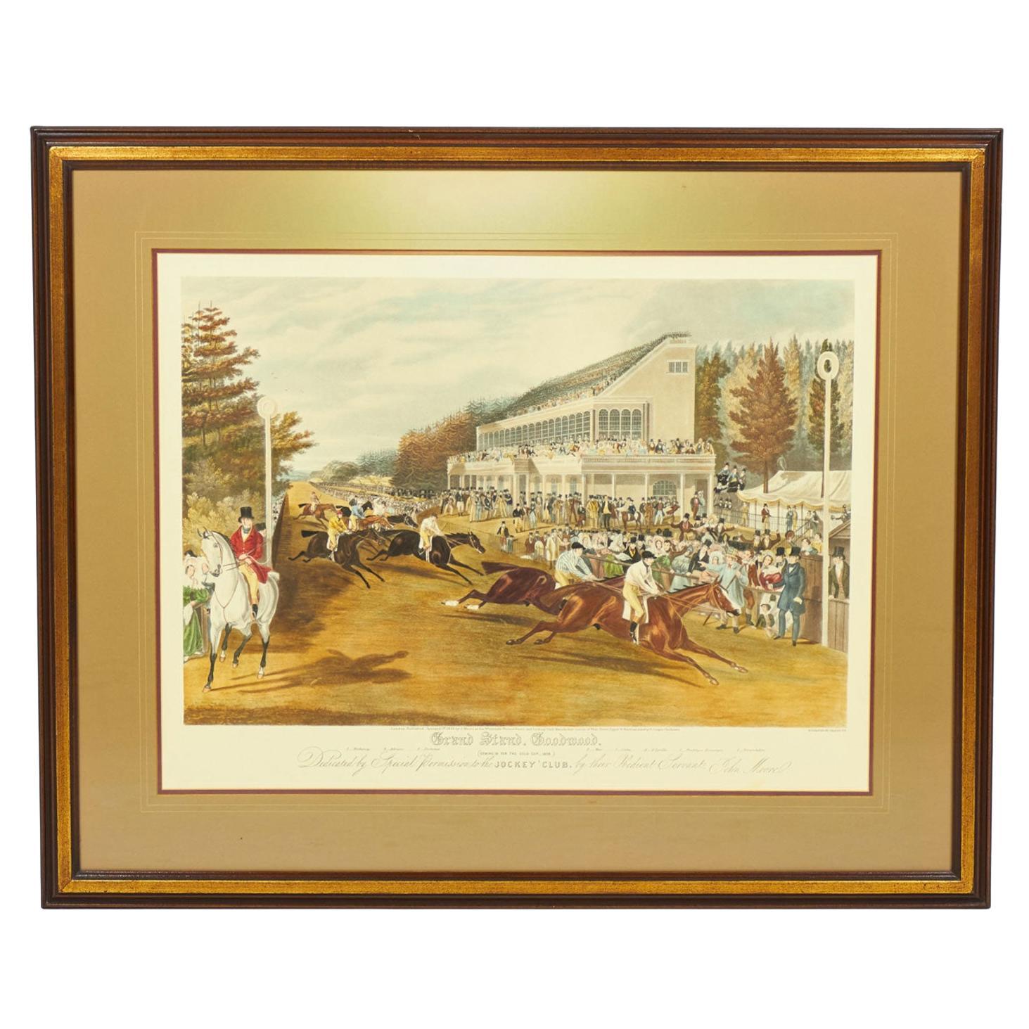 Gerahmter viktorianischer Lithografie-Druck eines Pferderennens, 19. Jahrhundert, Großbritannien im Angebot