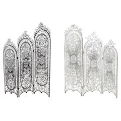 Spanish Painted Iron 3-Tier Screen, Renaissance Style, 20th Century