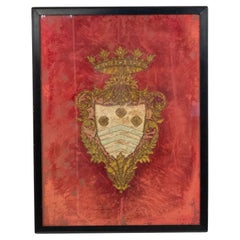 17th Century English Silk & Gold Embroidered Coat of Arms