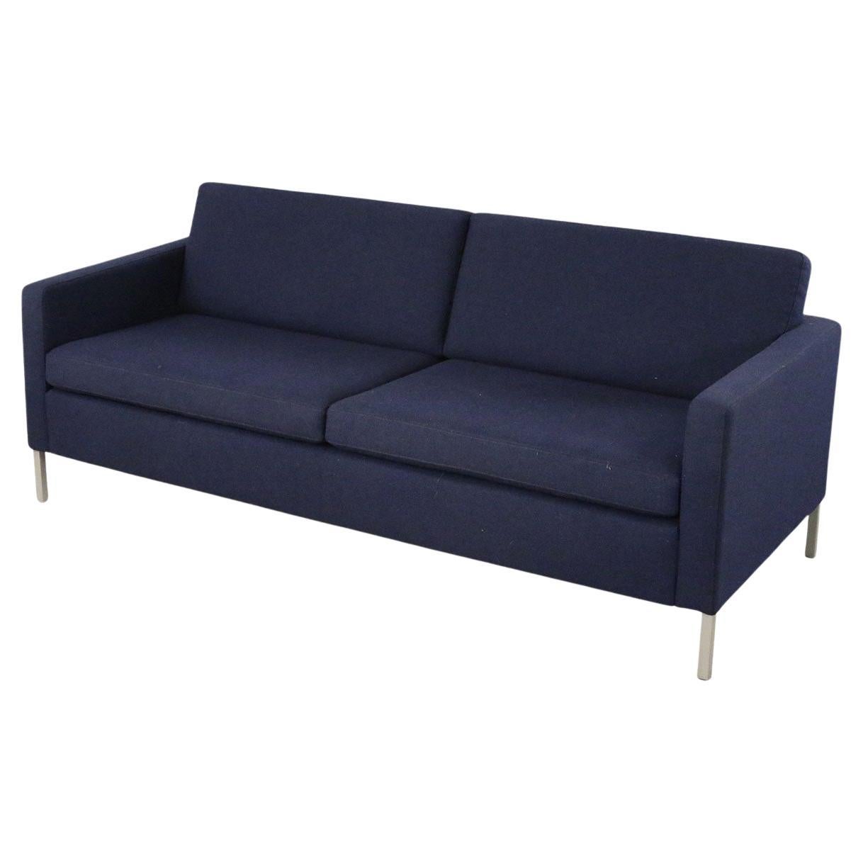 Modern Navy Blue Sofa with Metal Legs - Upholstered Design, USA For Sale