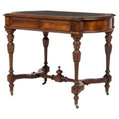 19th Century American Victorian Walnut Desk with Leather Top