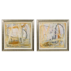 American Post-War Abstract Oil Painting on Paper, 20th Century