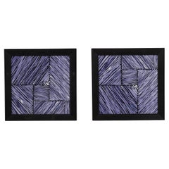 Framed Mid-Century Modern Geometric Color Block Prints, USA
