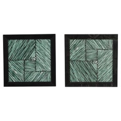 Framed Mid-Century Modern Geometric Color Block Prints, USA