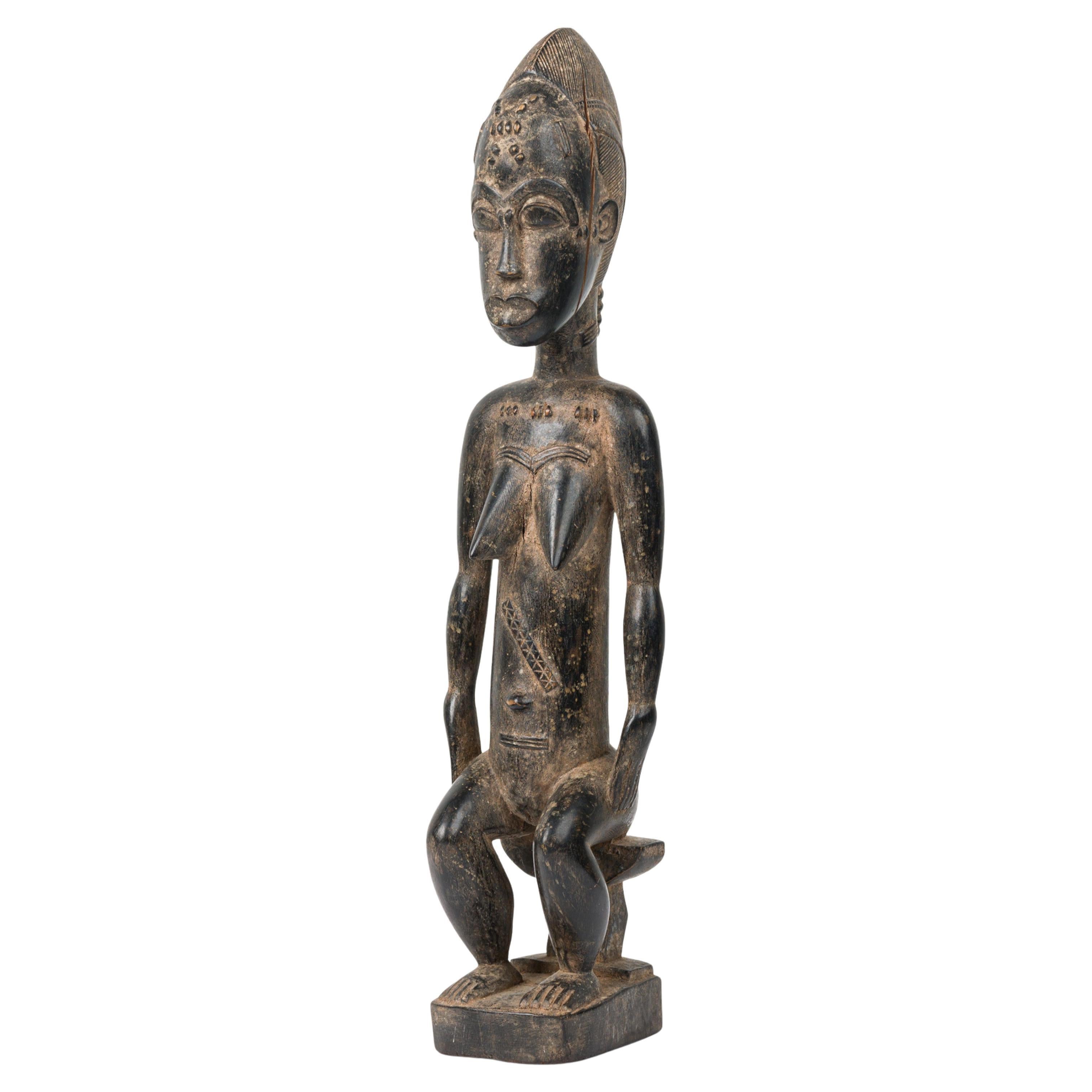 Baule Spirit Spouse Sculpture, Carved Wood, Ivory Coast, 20th Century