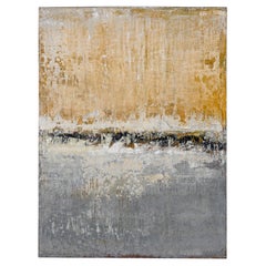 Zeitgenössisches Mixed-Media-Gemälde „Ohne Titel“ in Gold und Grau