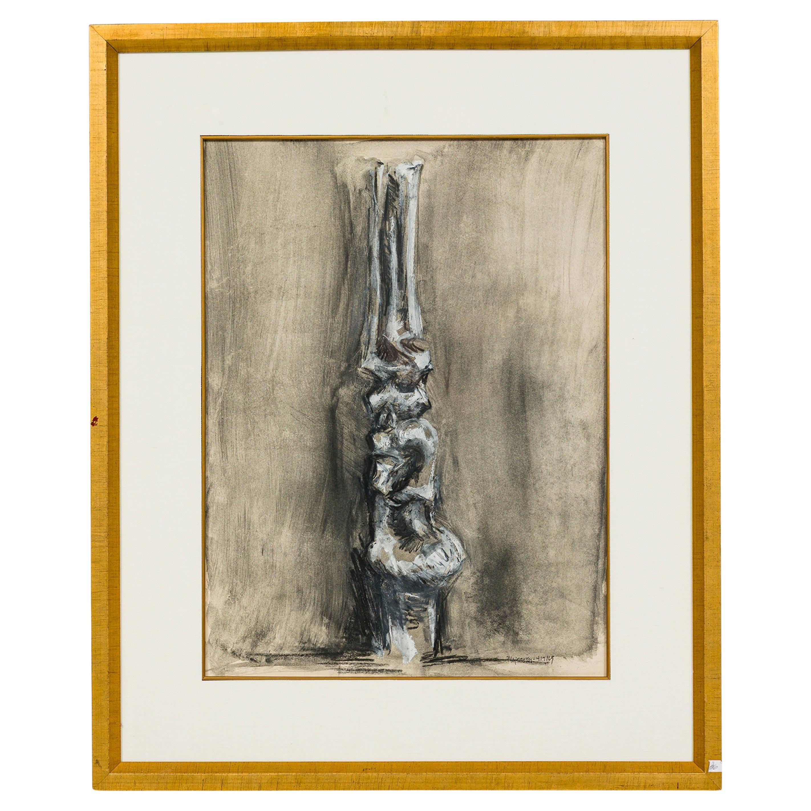 Contemporary American Charcoal Figure Painting, Signed, 20th Century