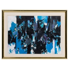 Pintura moderna y abstracta en acuarela de olas, al estilo del siglo XX
