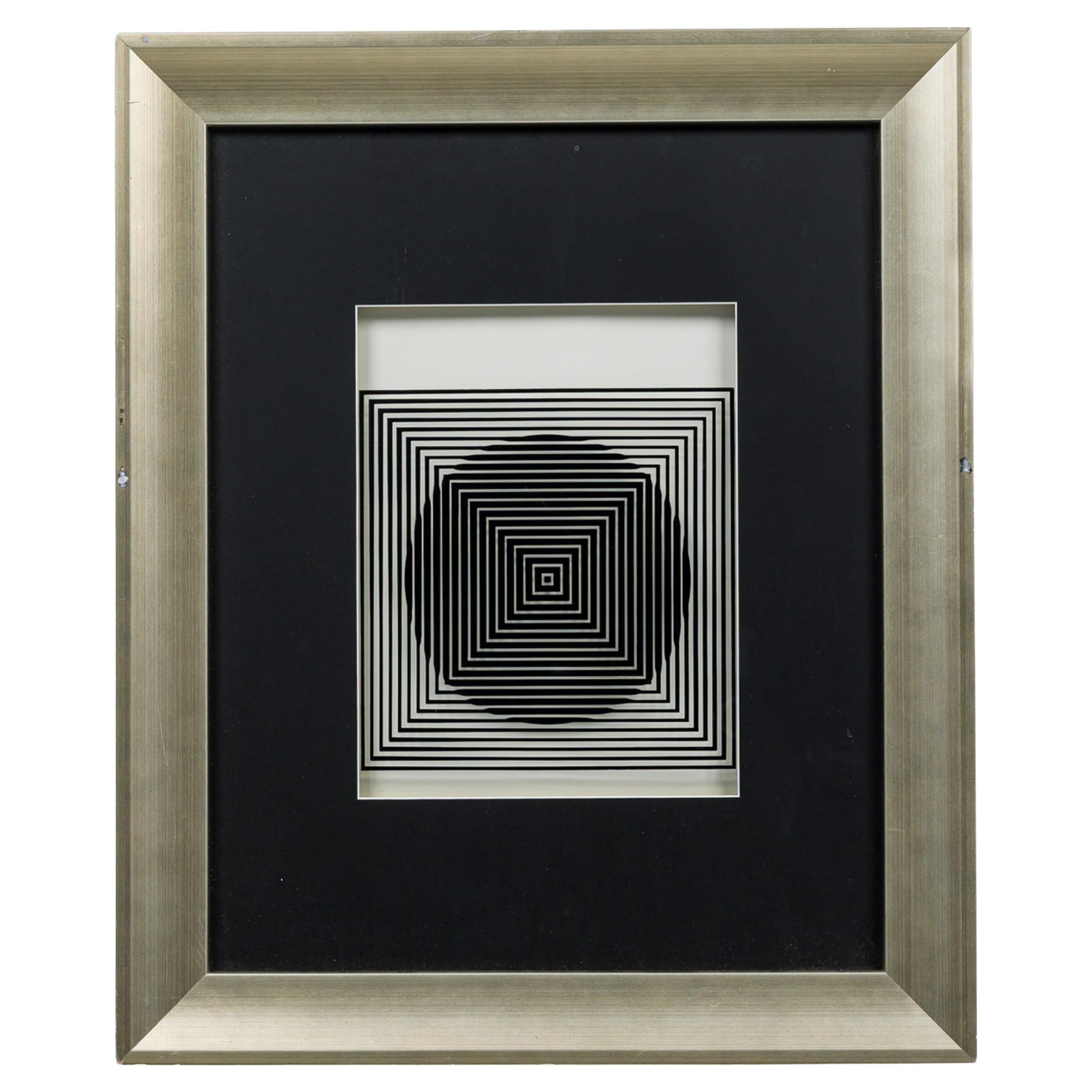 Lenticular Serigraph OP Art, Mid-Century Modern, Framed, 20th Century For Sale