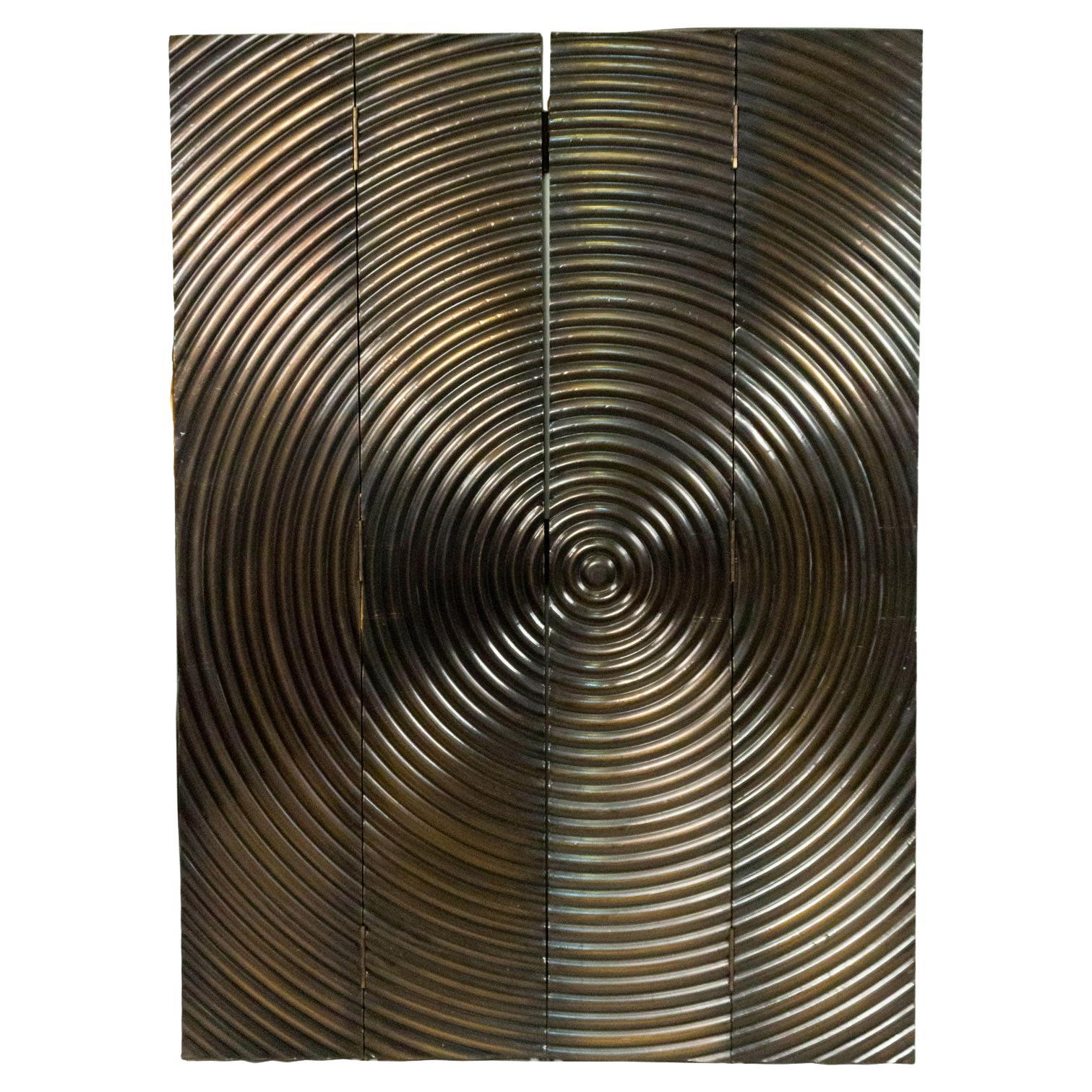 Paravent quadruple gris moderne plaqué métal au design contemporain