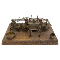 19th Century English Victorian Smoking Stand with Carved Oak Base