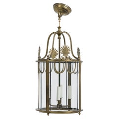 Mid-Century Modern English Georgian Brass Lantern with 4 Lights