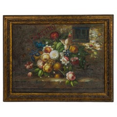19th Century French Victorian Still Life Painting, Oil on Canvas