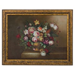 19th Century French Victorian Still Life Oil Painting in Gilt Frame