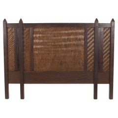 American Rustic Mission Oak Queen Headboard, Late 19th Century