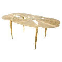 Gingko Biomorphic Coffee Table, Hand-Forged Bronze, Mid-Century