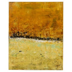 Contemporary Abstract Oil Painting, Amber Landscape, 20th Century