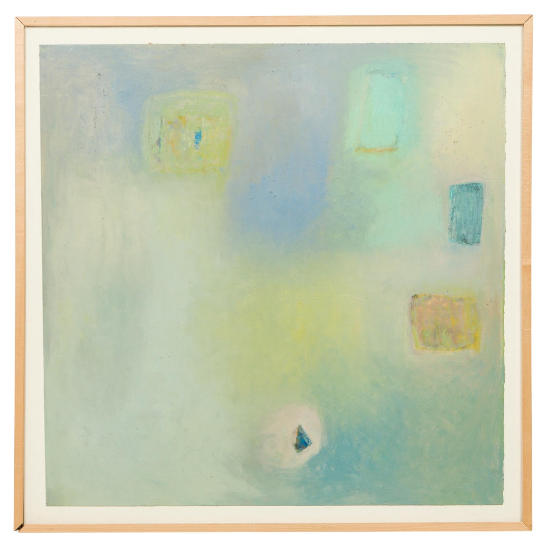 Pintura al óleo abstracta estadounidense de la posguerra, estilo moderno, enmarcada