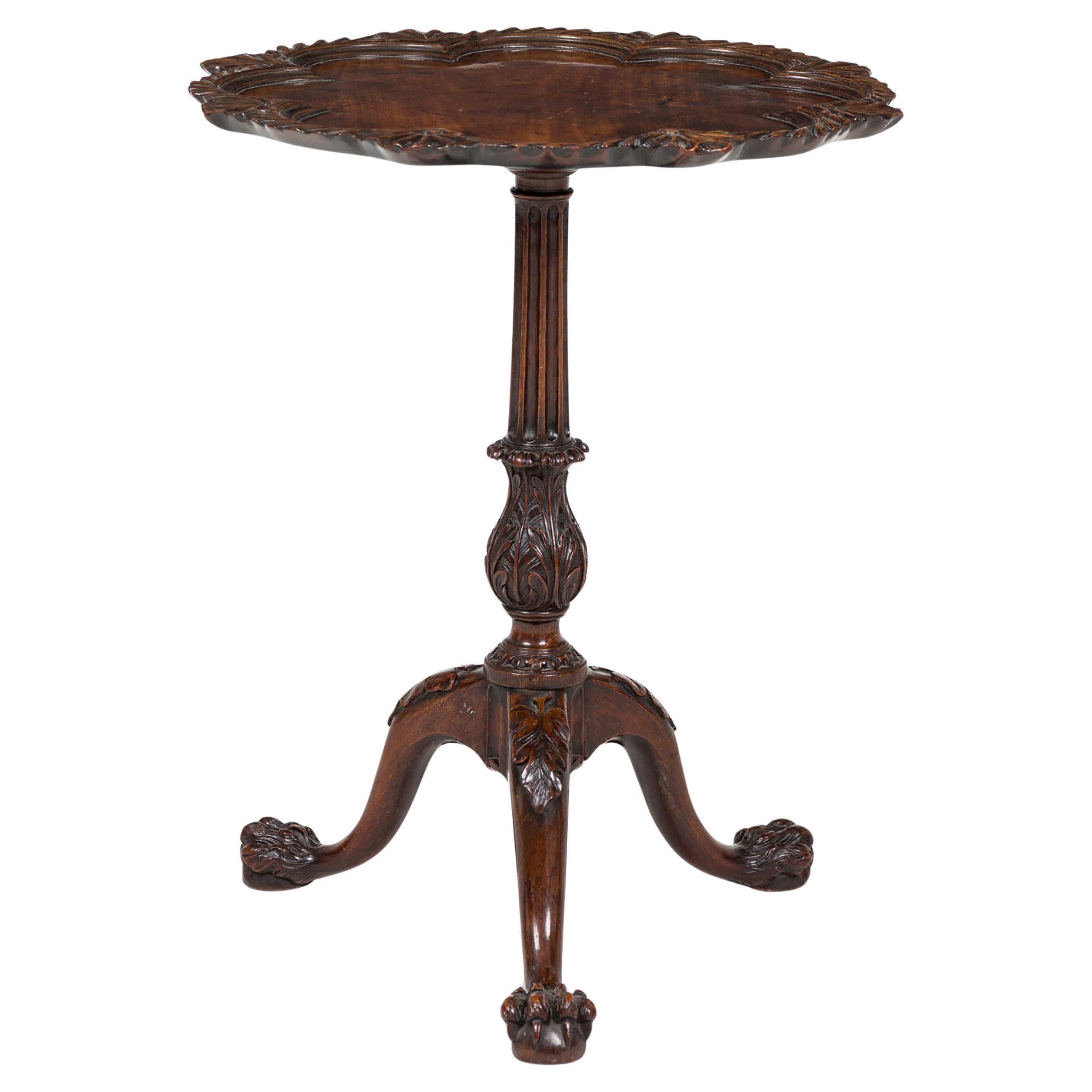 19th Century English George II Style Mahogany Pie Crust Side Table For Sale