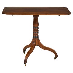 19th Century English Sheraton Mahogany Tilt-Top Tea Table with Casters