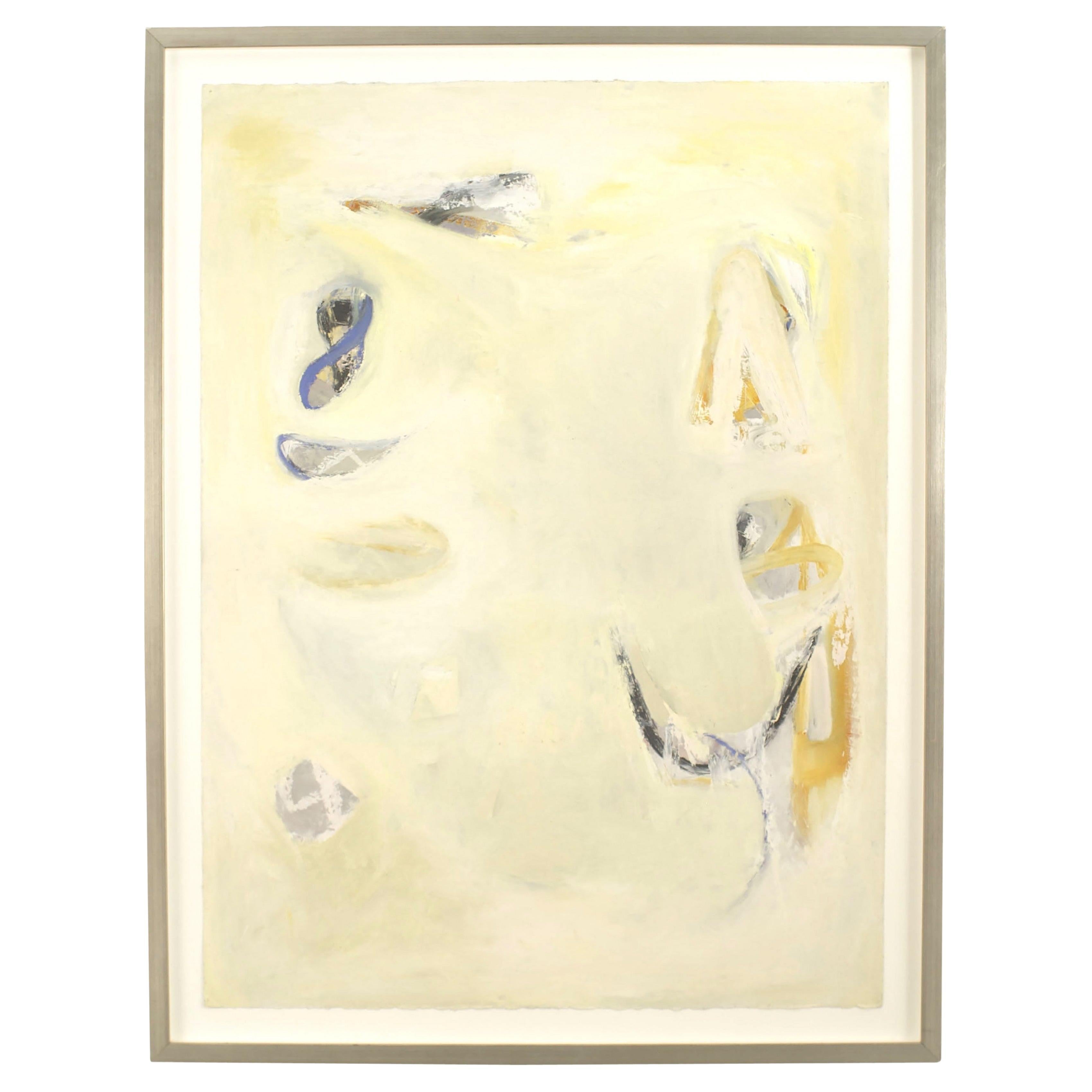 Post-War Abstract Oil Painting in Yellow, Modern Style For Sale