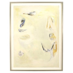 Post-War Abstract Oil Painting in Yellow, Modern Style