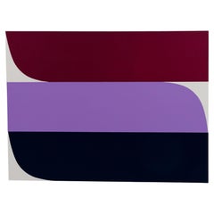 Modern Acrylic Painting with Magenta and Navy Stripes, 20th Century