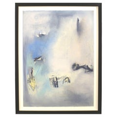 Peinture à l'huile abstraite américaine d'après-guerre, style moderne, encadrée