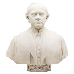 19th Century Victorian White Marble Bust, Carved Gentleman Sculpture