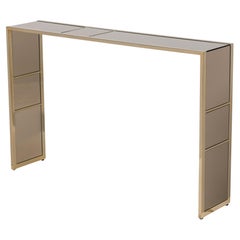 Italian Console Table, Burnished Stainless Steel & Smoked Mirror